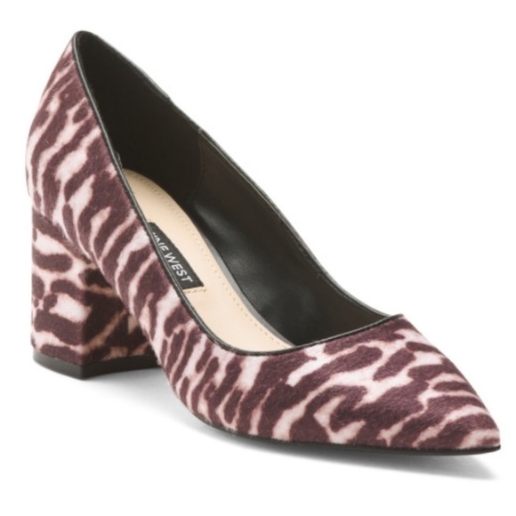 𝅺NINE West purple and white zebra print block heels - Picture 1 of 5